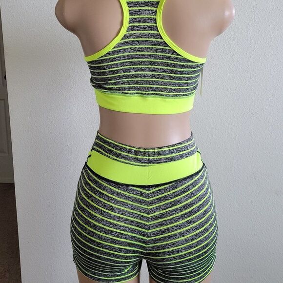 BRAND NEW BIKER SHORTS & SPORTS  BRA STRIPE SETS - Picture 4 of 12
